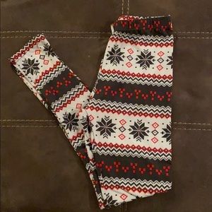 Snowflake leggings in black, red & white